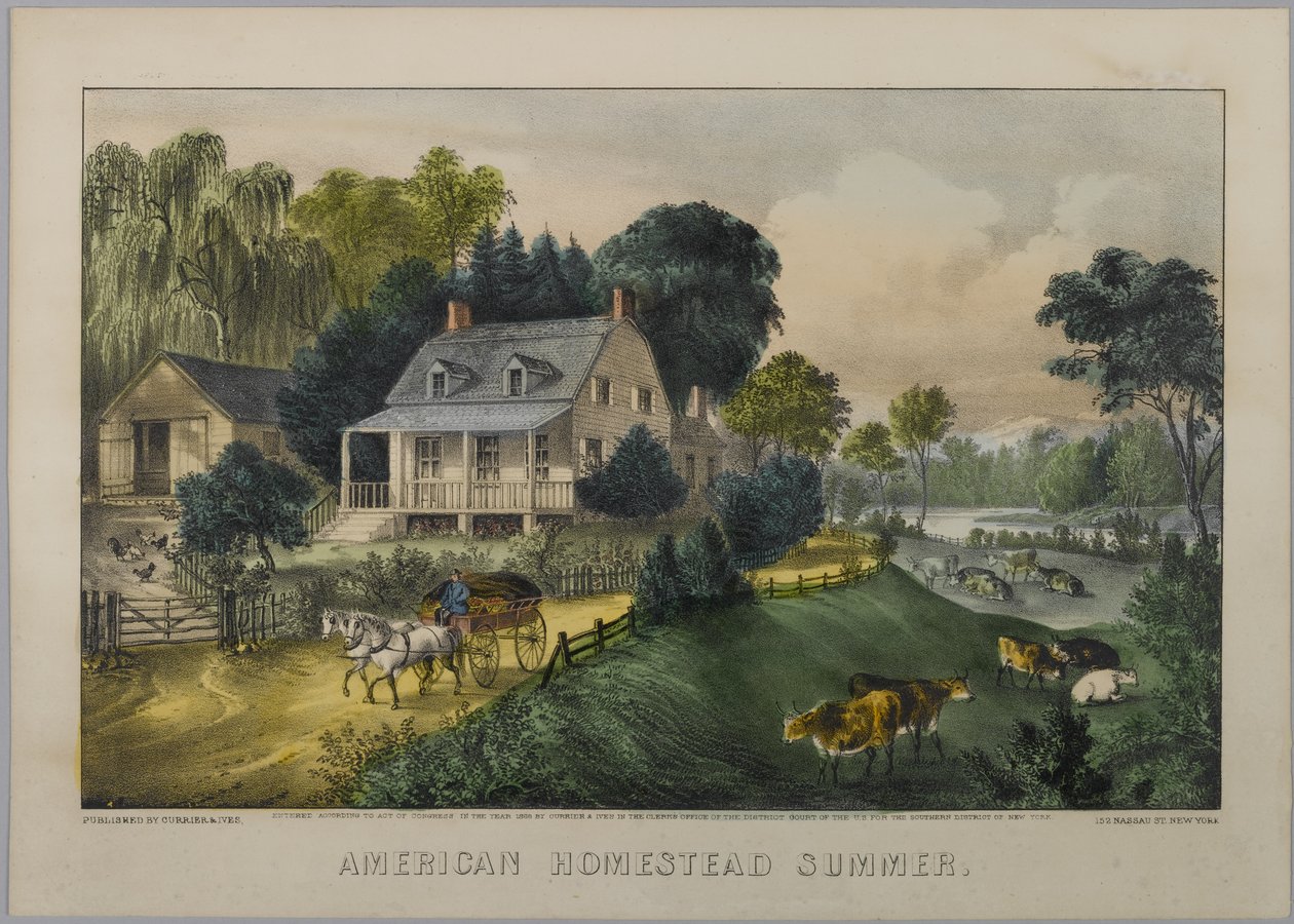 Amerikanischer Bauernhof Sommer, 1868-69 von N. and Ives, J.M. Currier