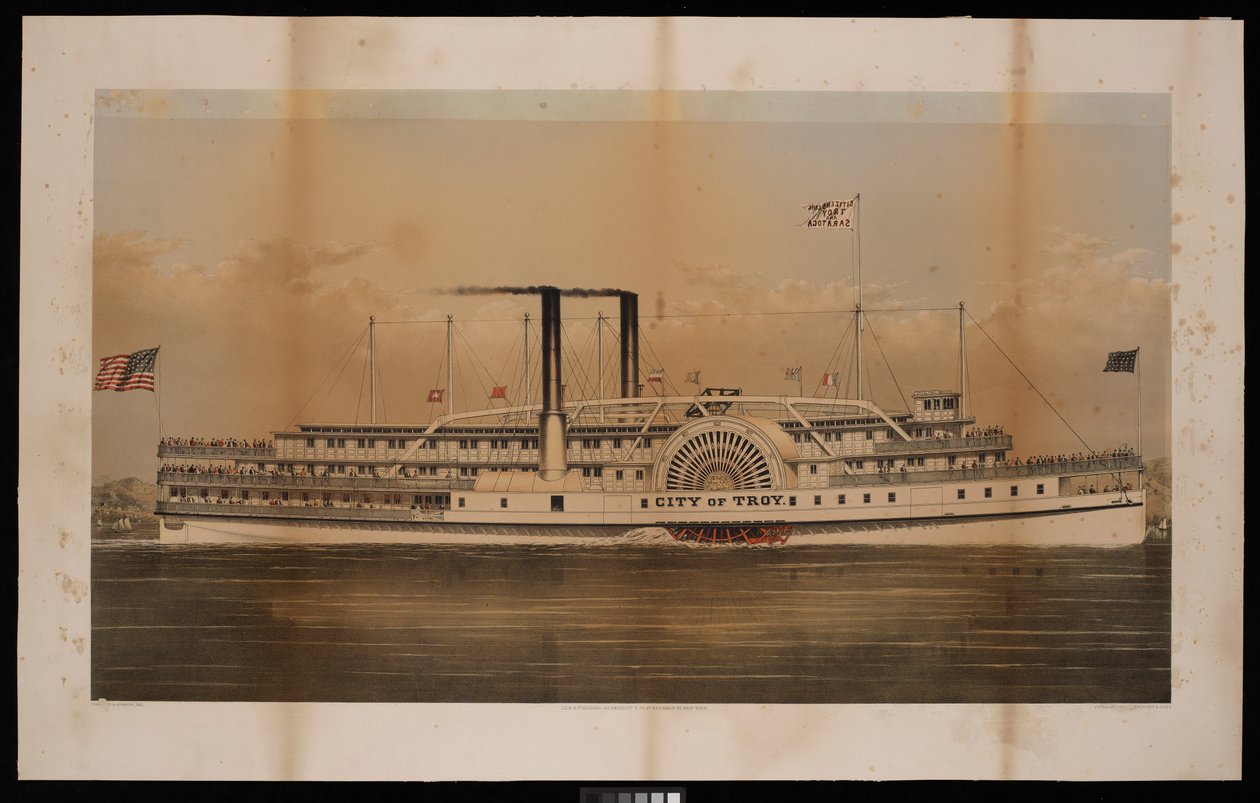 Raddampfer City of Troy Citizens Line Troy und Saratoga von N. and Ives J.M. (1824 95) Currier