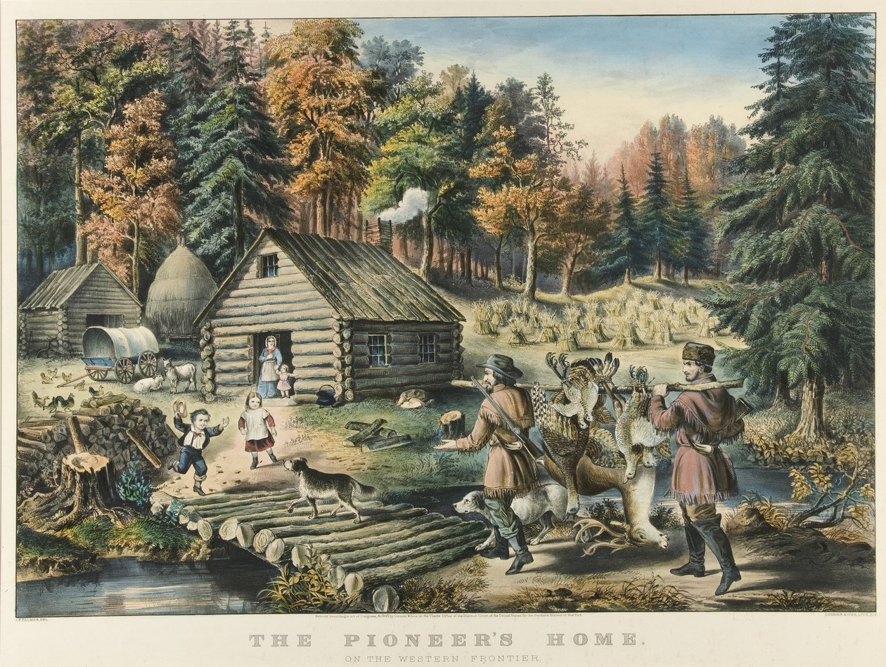 Das Heim des Pioniers an der westlichen Grenze von Currier and Ives