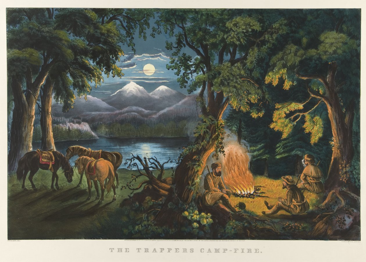 Das Lagerfeuer der Fallensteller von Currier and Ives