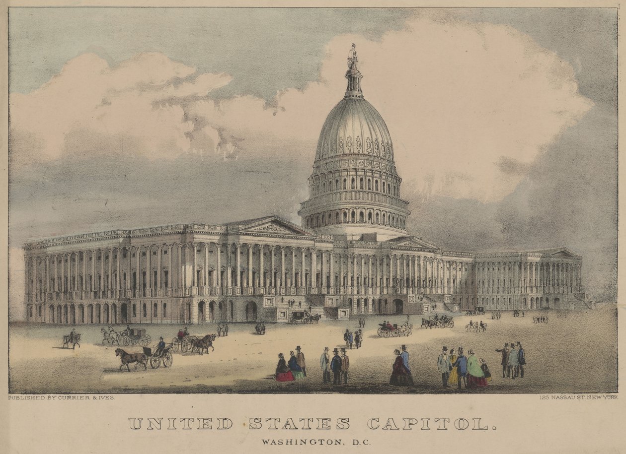 Kapitol der Vereinigten Staaten, Washington, D.C. 1872 (Farblithographie) von Currier and Ives