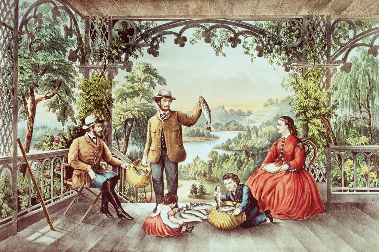 Heimkehr vom Bach, Die glücklichen Fischer von N. and Ives, J.M. Currier