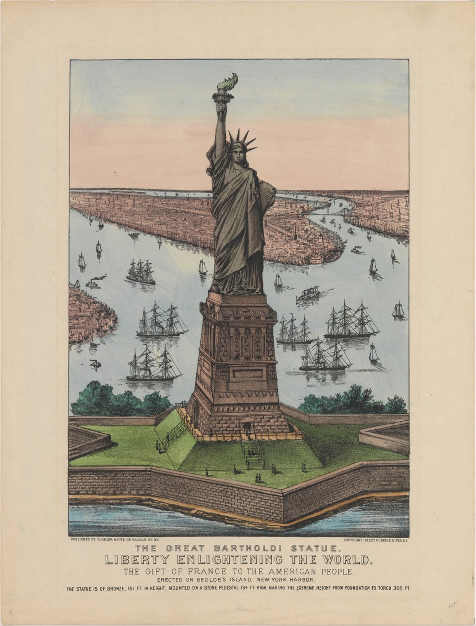 Die große Bartholdi-Statue – Freiheit erleuchtet die Welt, 1885 von N. and Ives, J.M. Currier