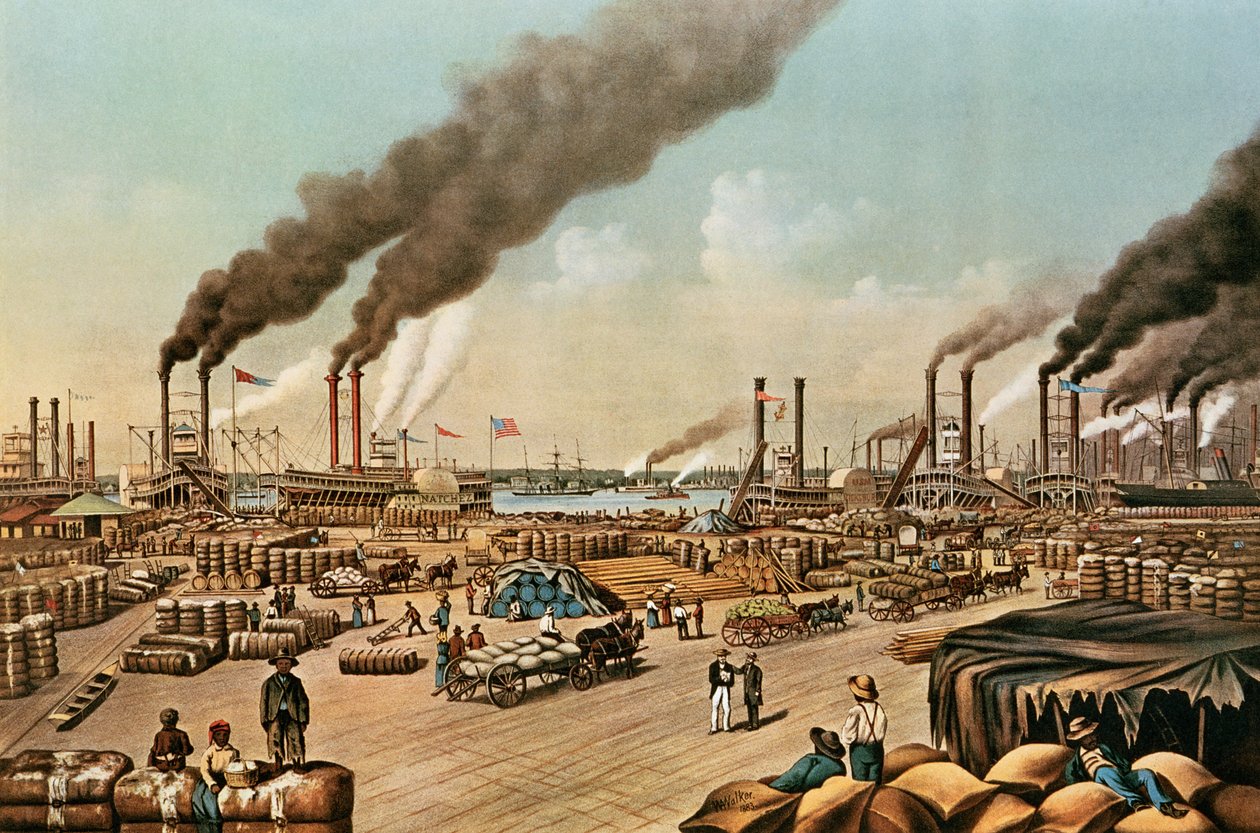 Der Kai - New Orleans, 1884 von N. and Ives, J.M. Currier