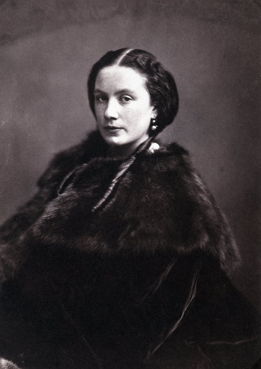 Porträt von Madame Pichat. Porträt einer schicken Frau mit englischen Schnallen und Pelzmantel. Fotografie von Gaspard Felix Tournachon, genannt Felix Nadar (1820-1910) von Nadar