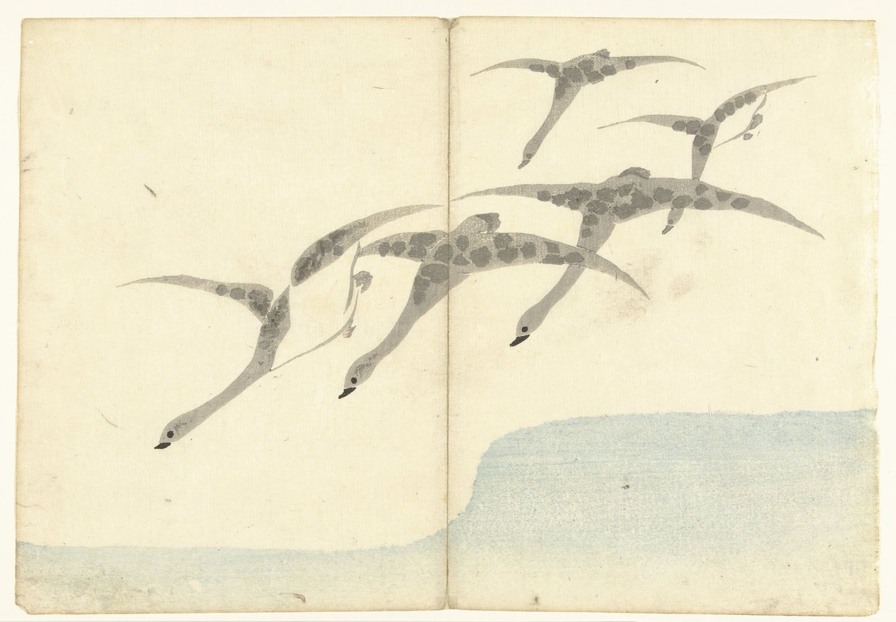 Fünf fliegende Gänse von Nakamura Hochu