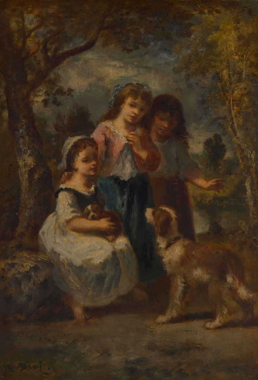 Drei kleine Mädchen, um 1870 von Narcisse Virgile Diaz de la Peña