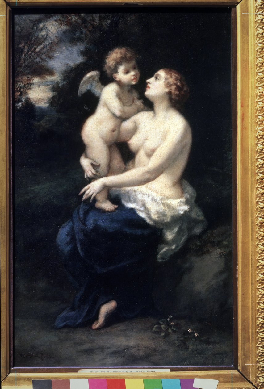 Venus mit Amor auf ihrem Schoß von Narcisse Virgile Diaz de la Peña