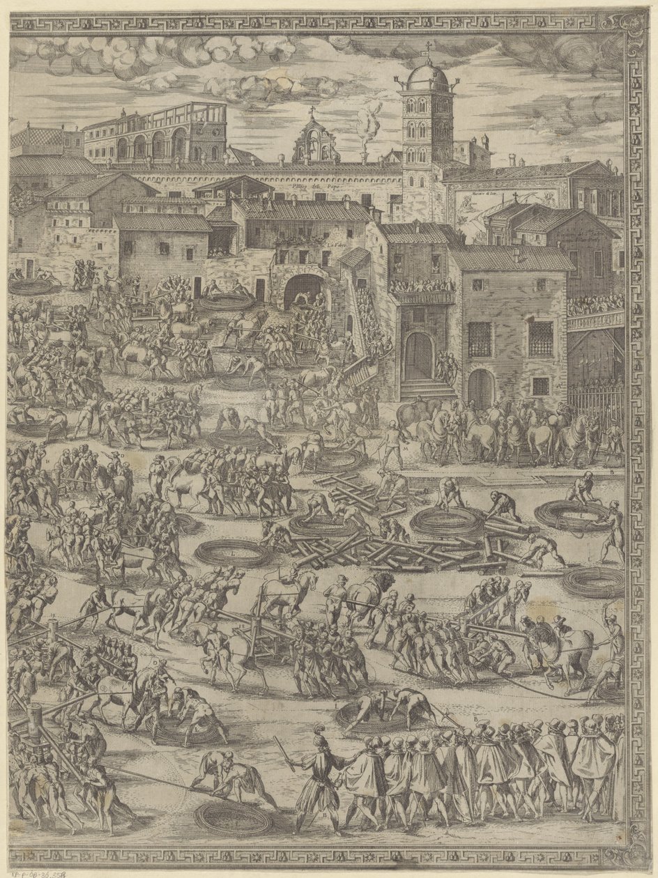 Das Aufrichten des Obelisken auf dem Petersplatz von Natale Bonifazio da Sebenico
