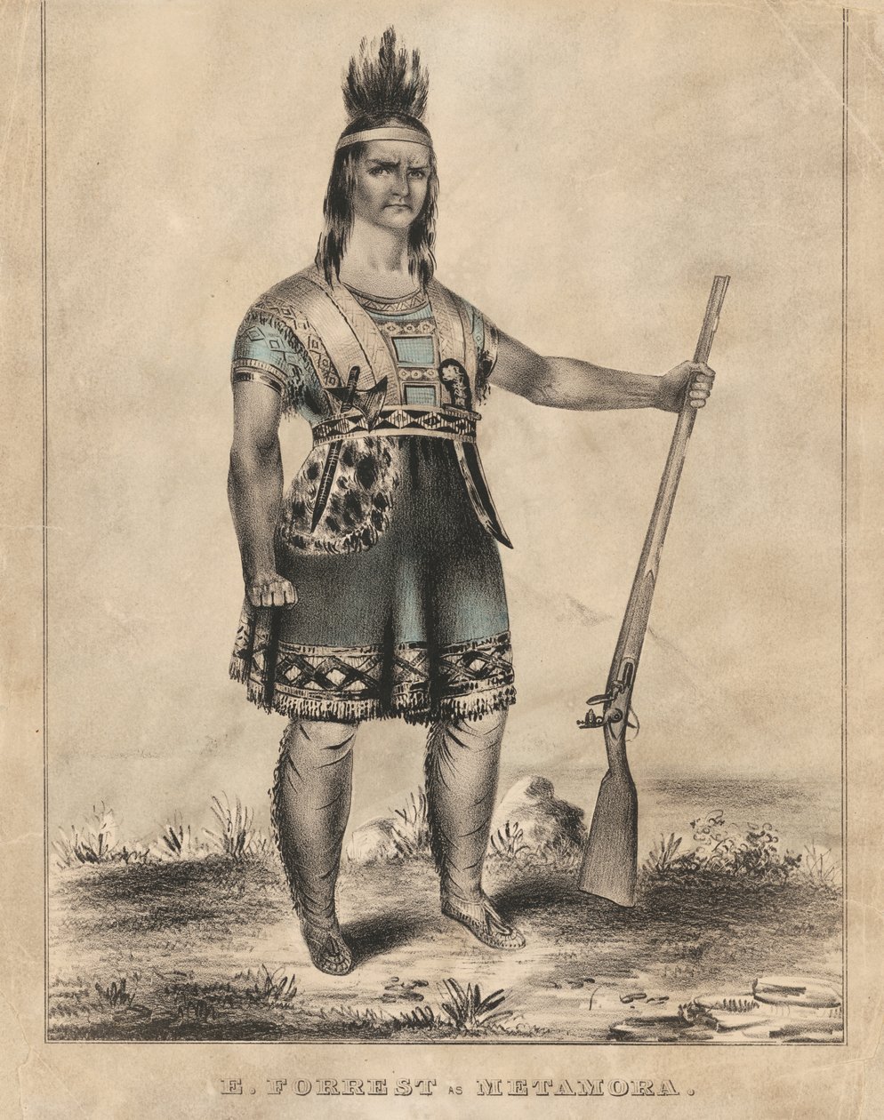 E. Forrest als Metamora von Nathaniel Currier