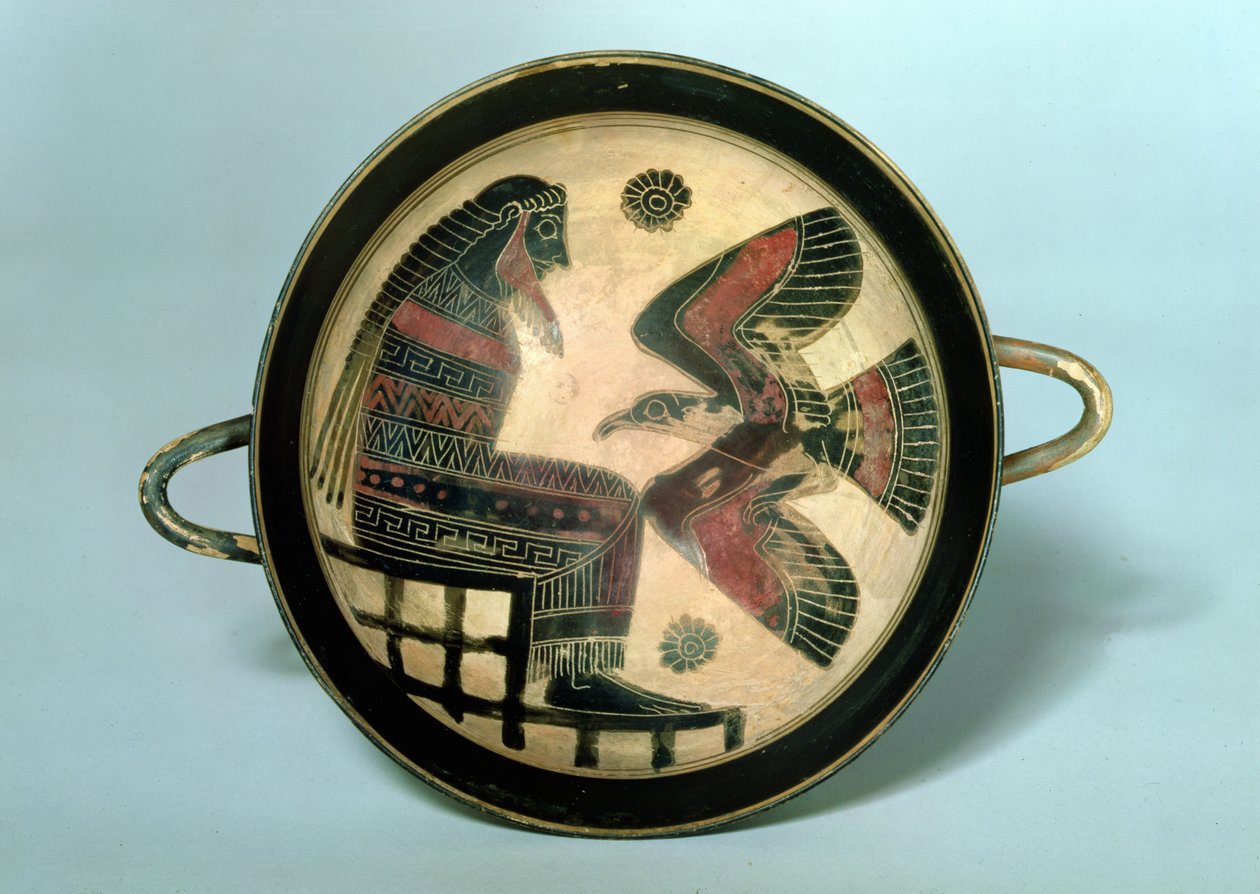 Lakonsche Schale, die Zeus und den Adler zeigt, ca. 550 v. Chr. von Naukratis Painter