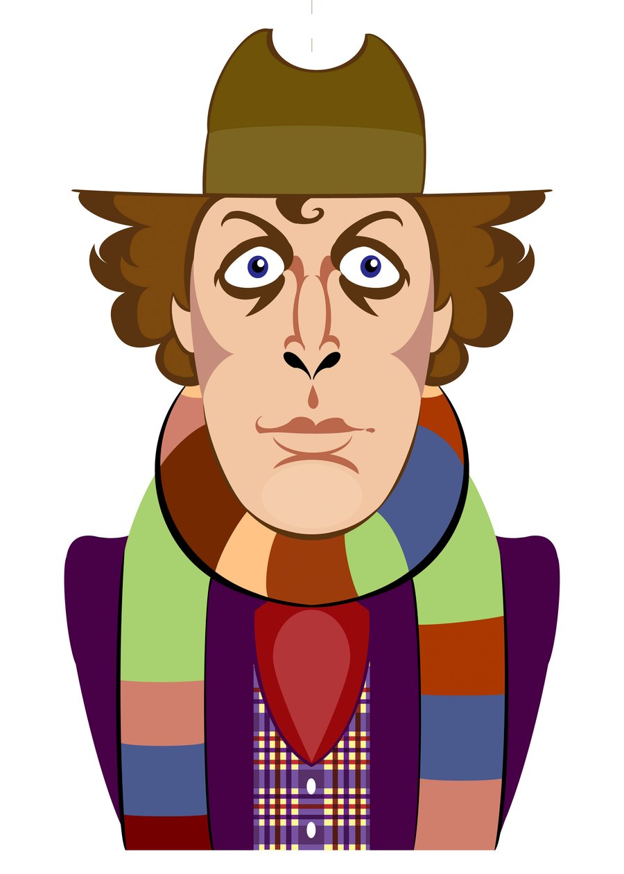 Tom Baker als Doctor Who - Karikatur von Neale Osborne
