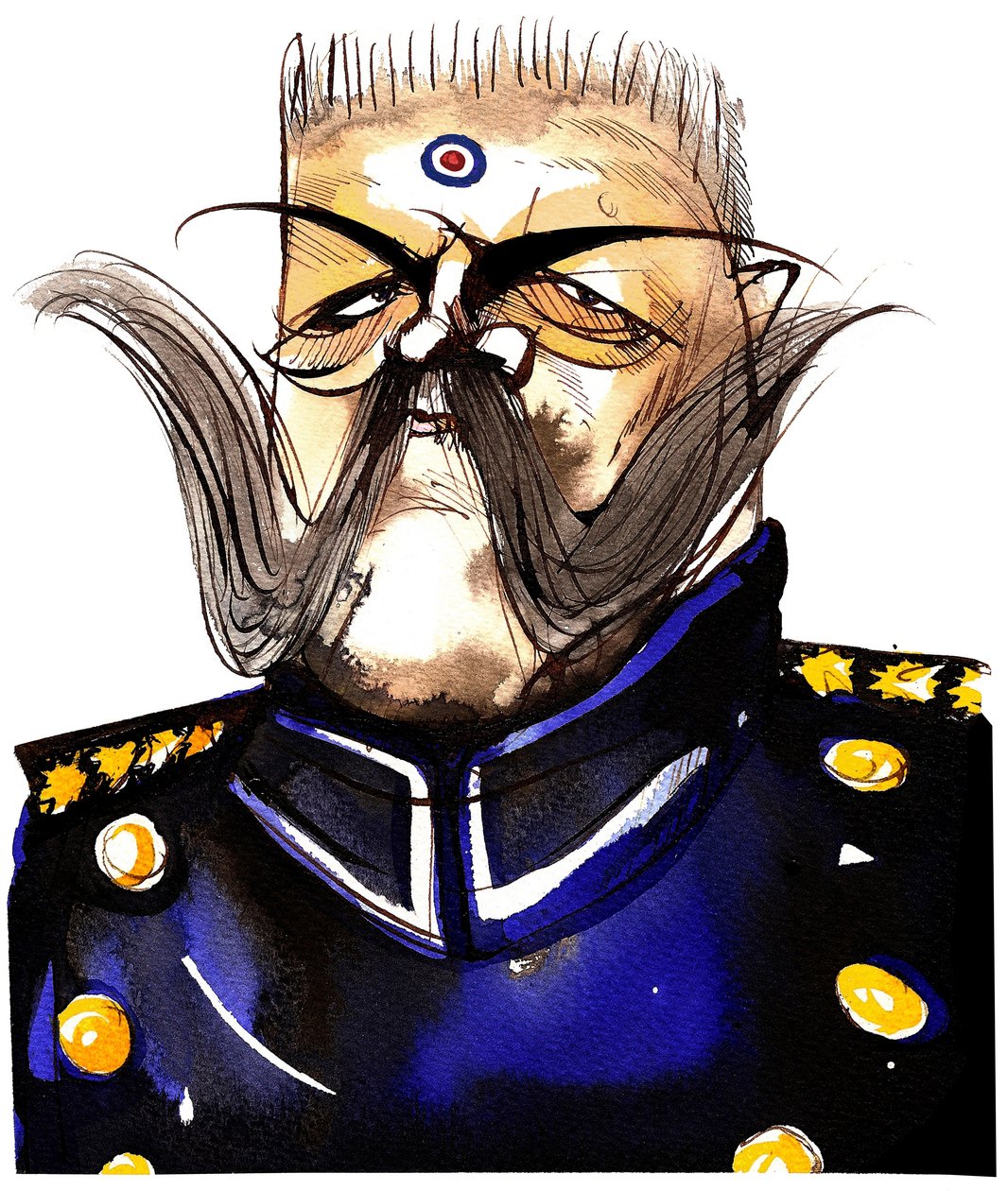 Paul von Hindenburg - Polnisch-geborener, deutscher General und Präsident (1847-1934); Farbkarikatur von Neale Osborne