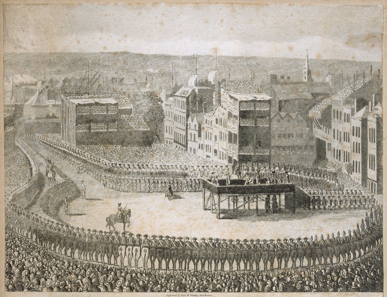 Hinrichtung der rebellischen Lords im Jahr 1745, Tower Hill, London von Neele and Stockley