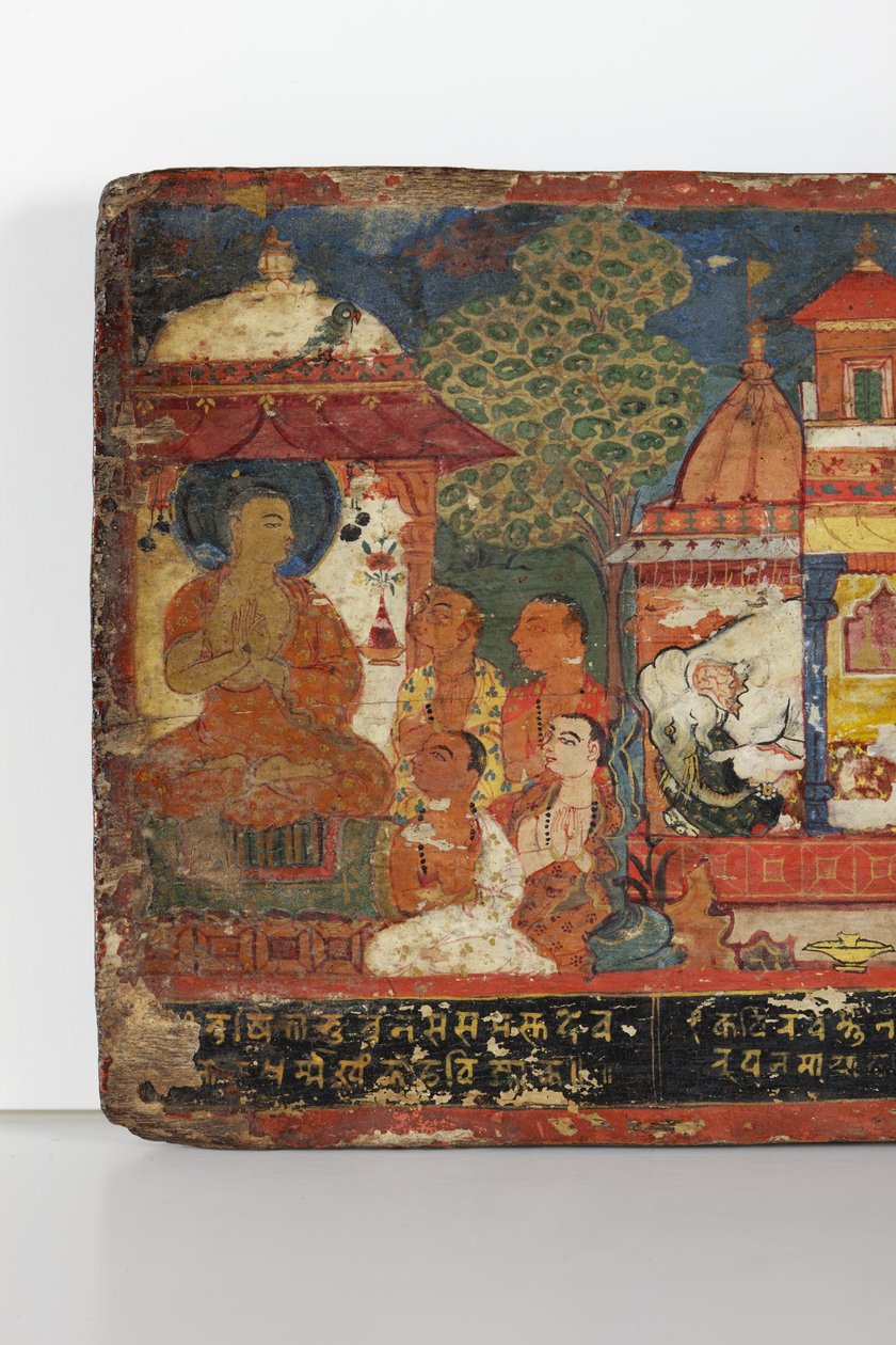 (Detail) von einem buddhistischen Manuskriptcover von Nepalese School