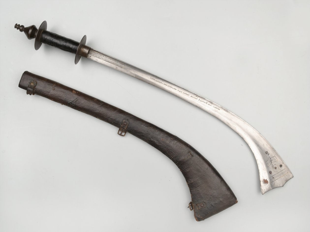 Kora-Schwert und Scheide von Nepalese School