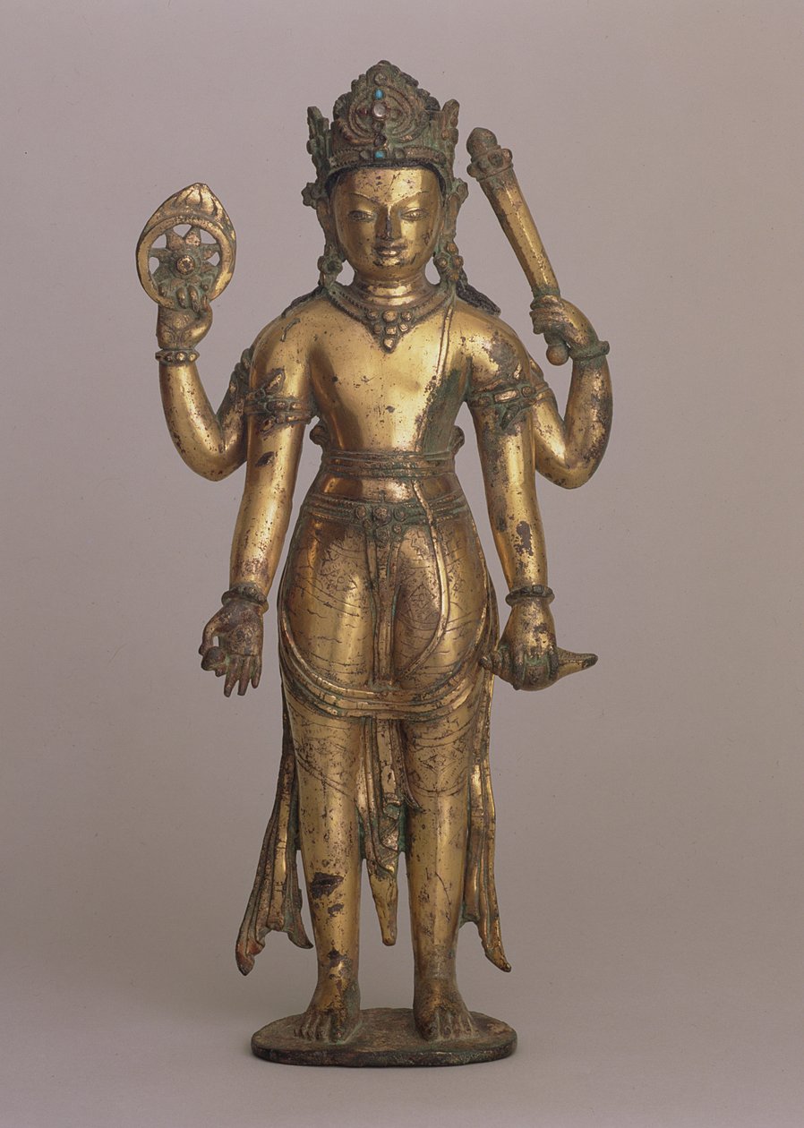 Statuette des hinduistischen Gottes Vishnu, ca. 1200 von Nepalese School