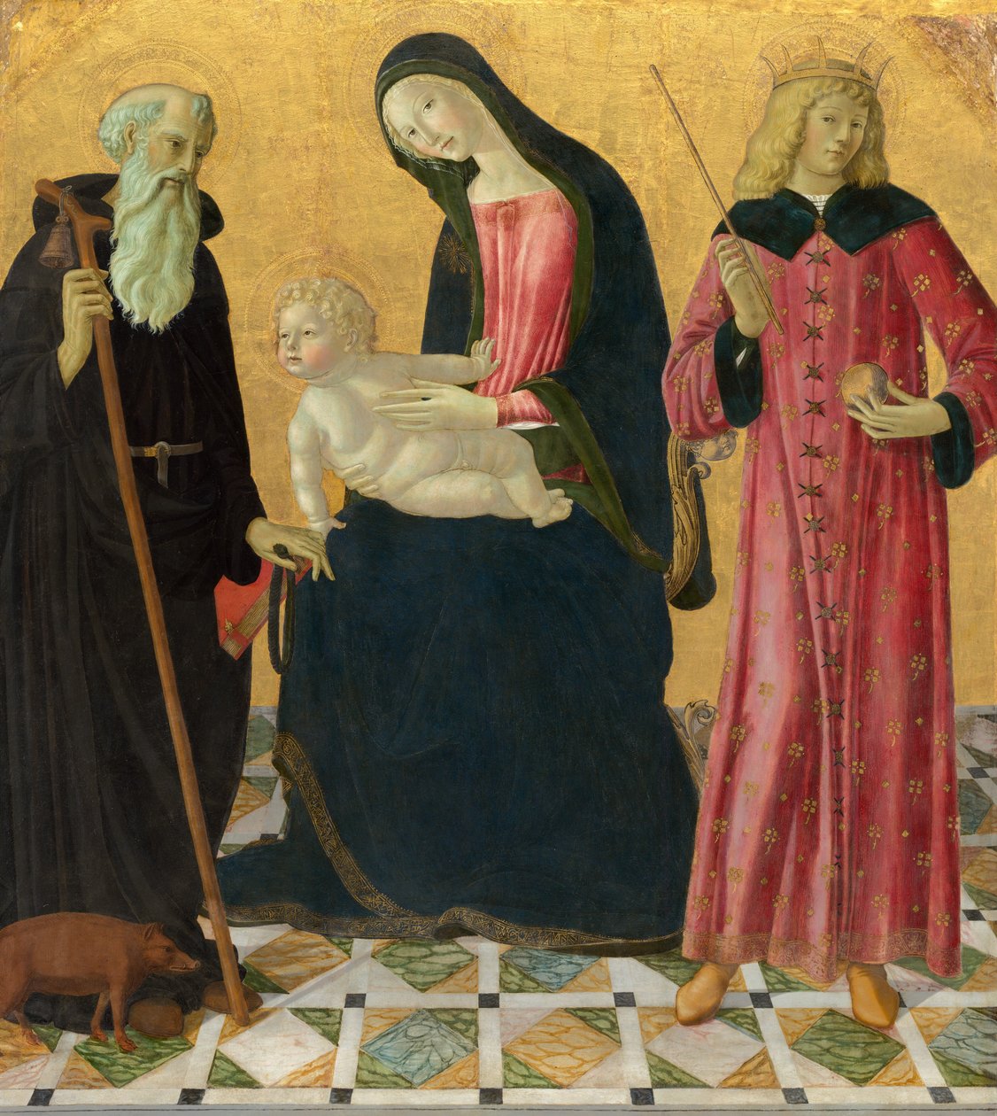 Madonna mit Kind und den Heiligen Antonius Abt und Sigismund von Neroccio di (1447-1500) Landi