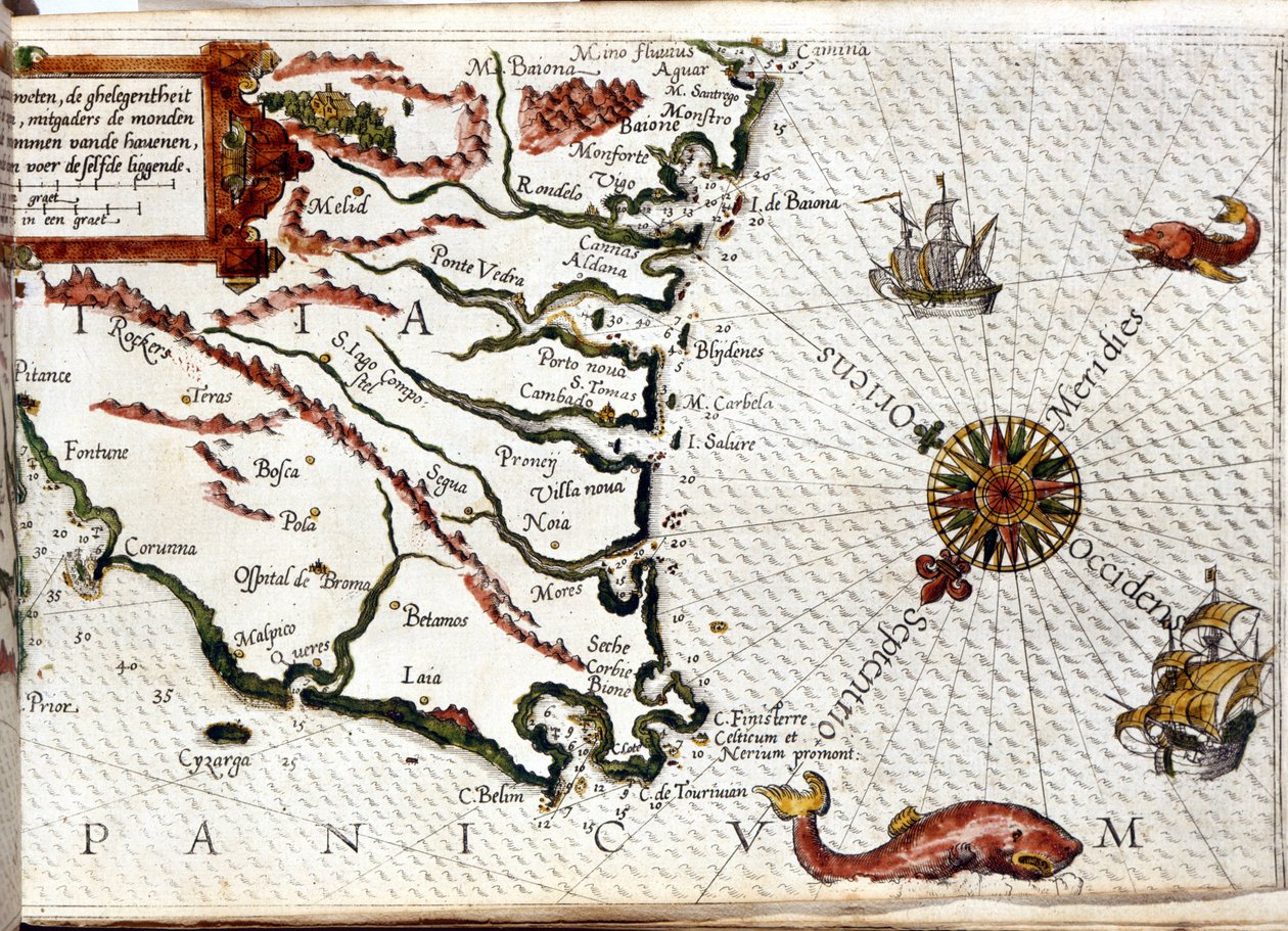 Kap Finisterre nach dem Portulan von Luca J. Waghenaer, Tresoor de Zeevaert, Leiden 1592 von Netherlandish School