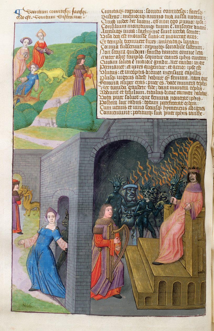 Orpheus und Eurydike, Cerberus und Pluto, aus Metamorphosen 10 von Ovid, 1479 von Netherlandish School