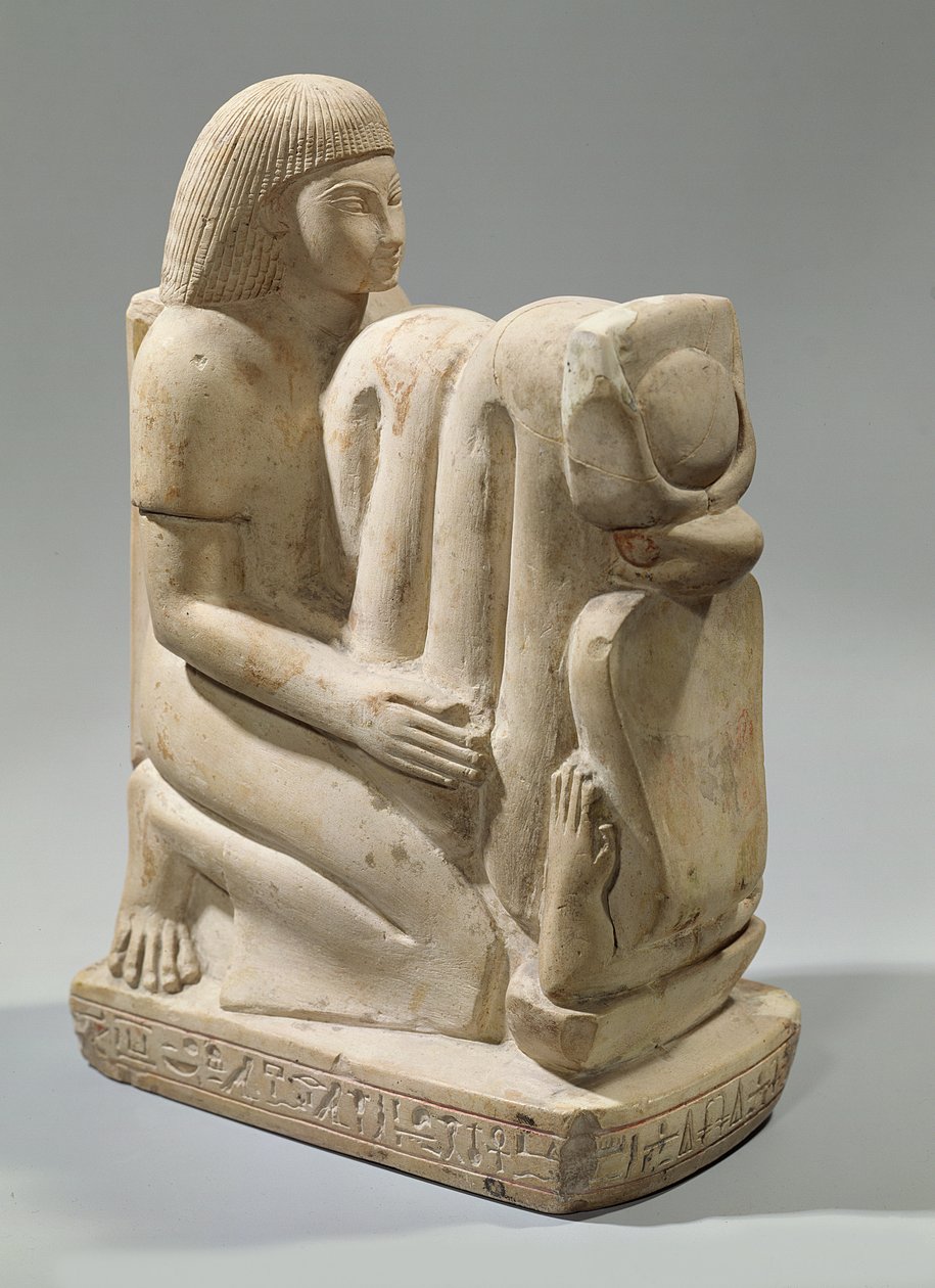 Statue von Setau, die die Kobragöttin Nekhbet präsentiert von New Kingdom Egyptian
