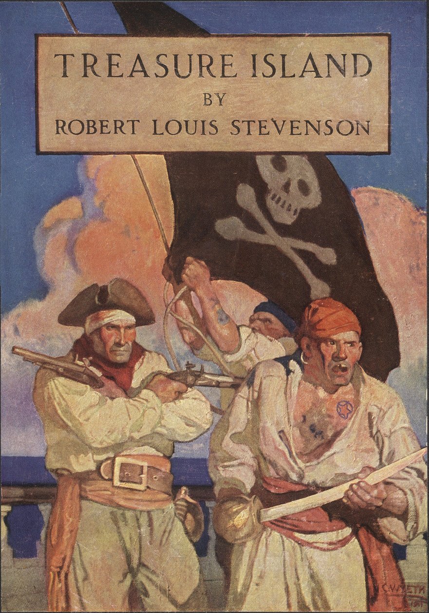 Schutzumschlag für Die Schatzinsel von Robert Louis Stevenson (1850 - 1894), veröffentlicht 1915 von Newell Convers Wyeth