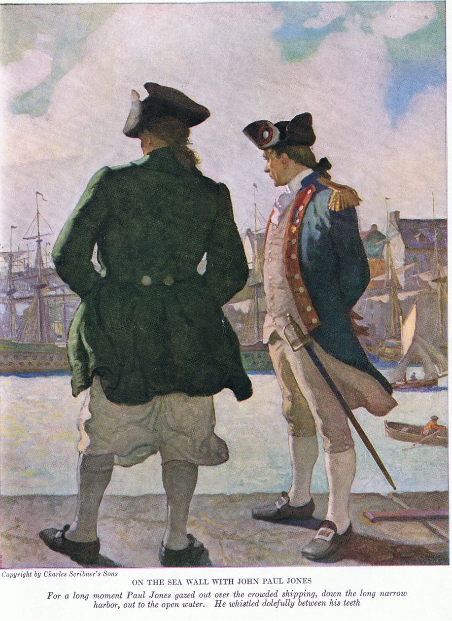 Auf der Seemauer mit John Paul Jones: Einen langen Moment lang blickte John Paul über die Schiffe im Hafen hinaus auf das offene Wasser von Newell Convers Wyeth