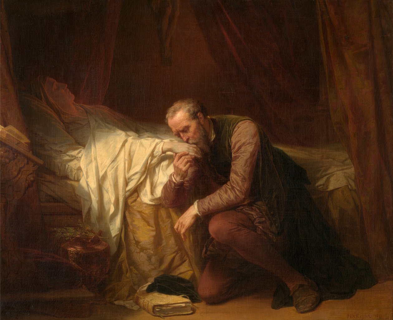 Der Künstler Michelangelo am Sterbebett von Vittoria Colonna von Nicaise de Keyser