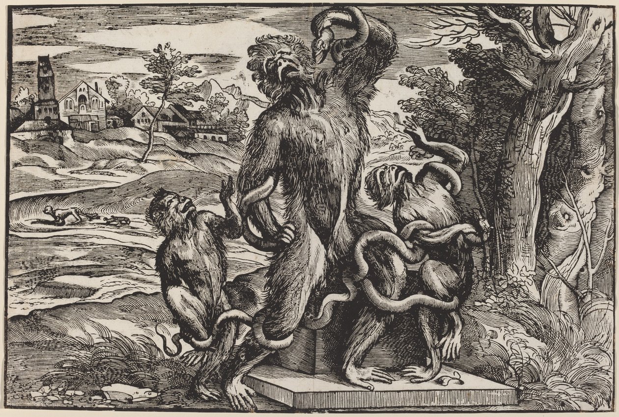 Karikatur der Laokoon-Gruppe von Niccolò Boldrini after Titian