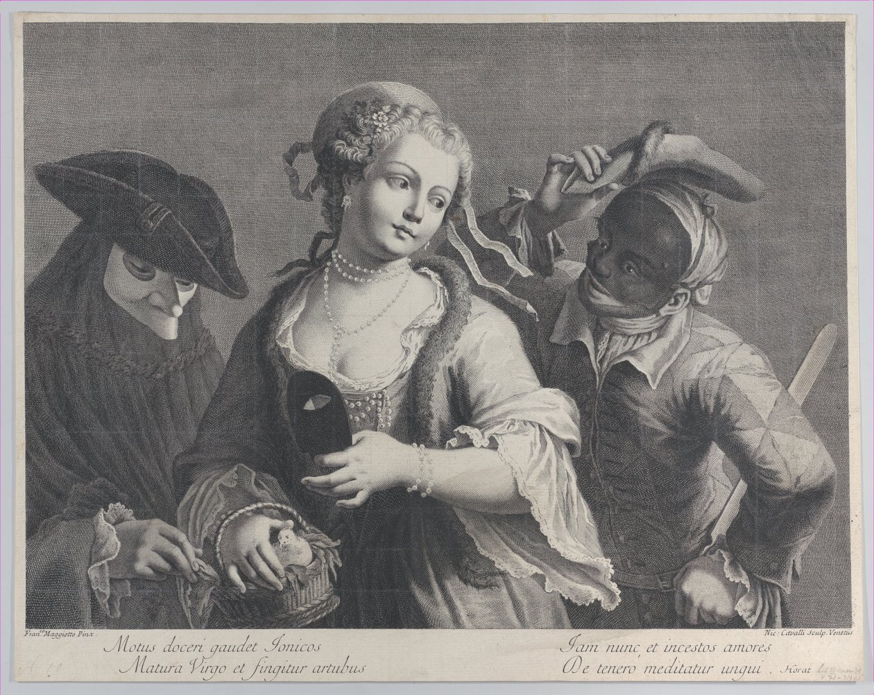 Drei Halbfiguren von einem venezianischen Karneval, 1750-1822 von Niccolò Cavalli