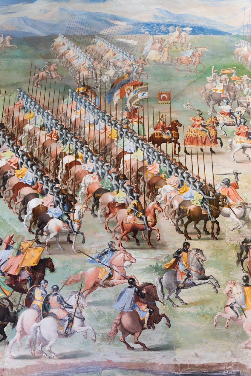 Detail des Freskos in der Halle der Schlachten der Schlacht von La Higueruela 1431 von Niccolo Granello