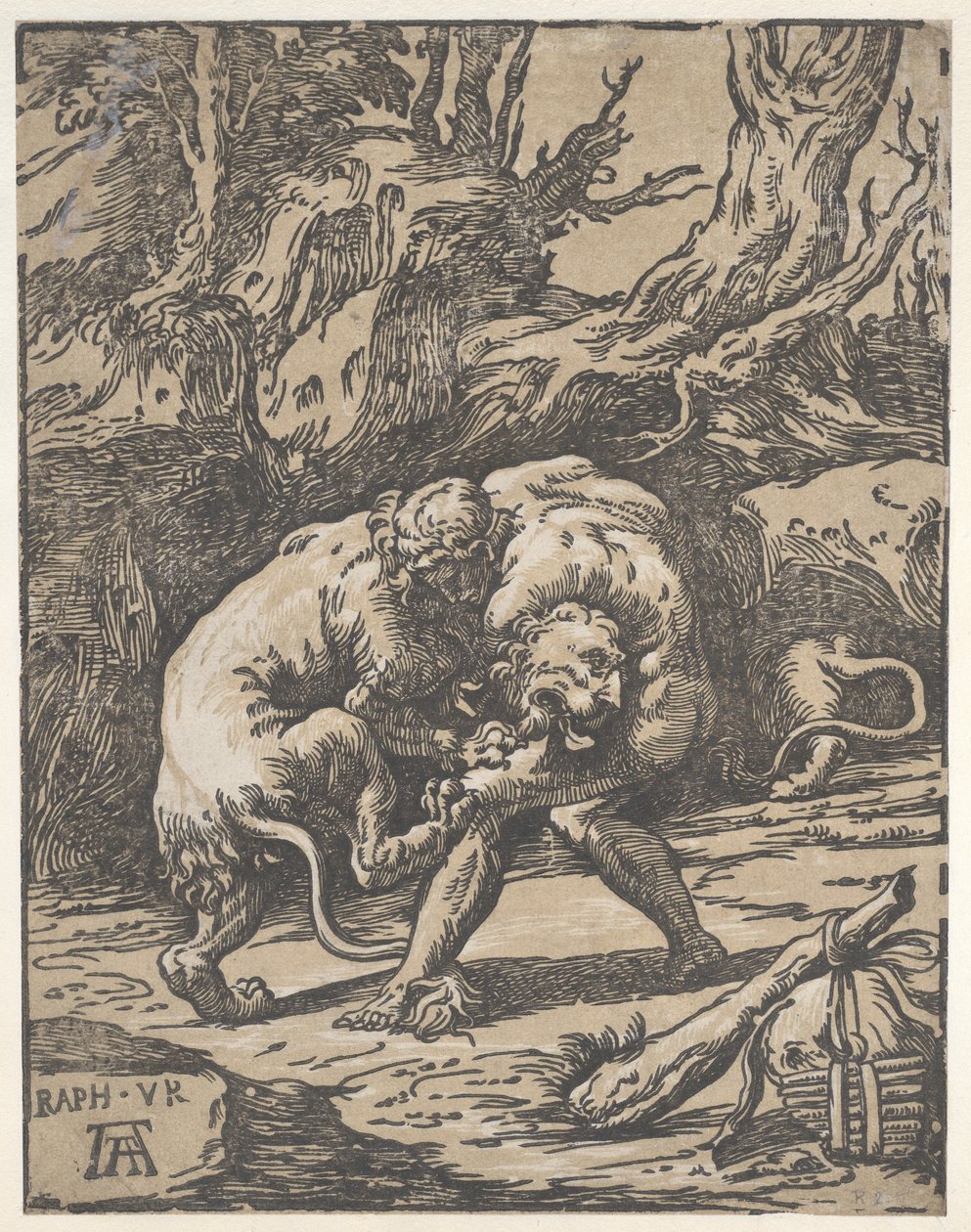 Herkules und der Nemeische Löwe, 1540-50 von Niccolo Vicentino