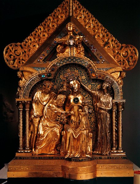 Anbetung der Könige, Giebelende des Schreins Unserer Lieben Frau von Notre-Dame, 1205 von Nicholas of Verdun