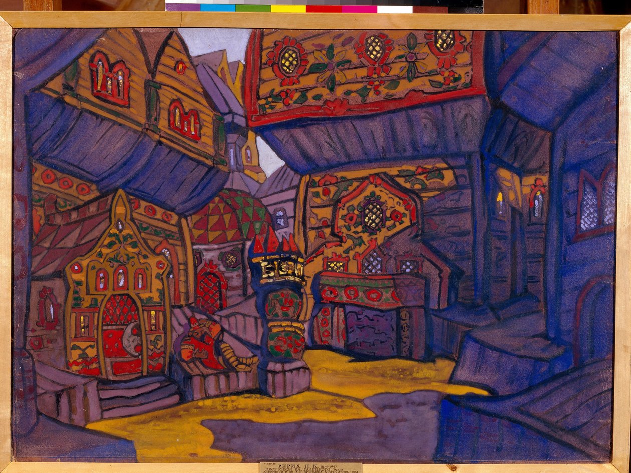Der Hof des Prinzen Wladimir Galizki. Dekor für die Oper "Fürst Igor" von Alexander Borodin von Nicholas Roerich