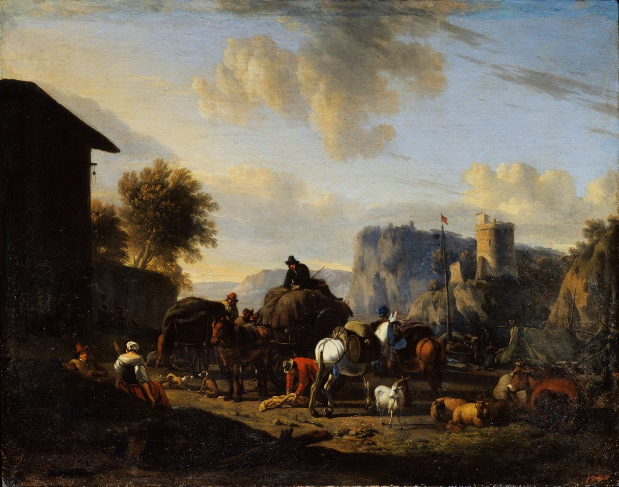 Die Rast des Konvois, 17. Jahrhundert von Nicolaes Pietersz. Berchem
