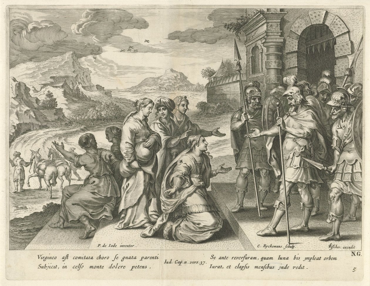 Jefta gibt seiner Tochter die Erlaubnis, in die Berge zu gehen Geschichte von Jefta (Serientitel) von Nicolaes Ryckmans