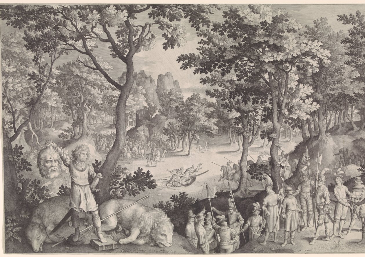 David und Goliath von Nicolaes de Bruyn