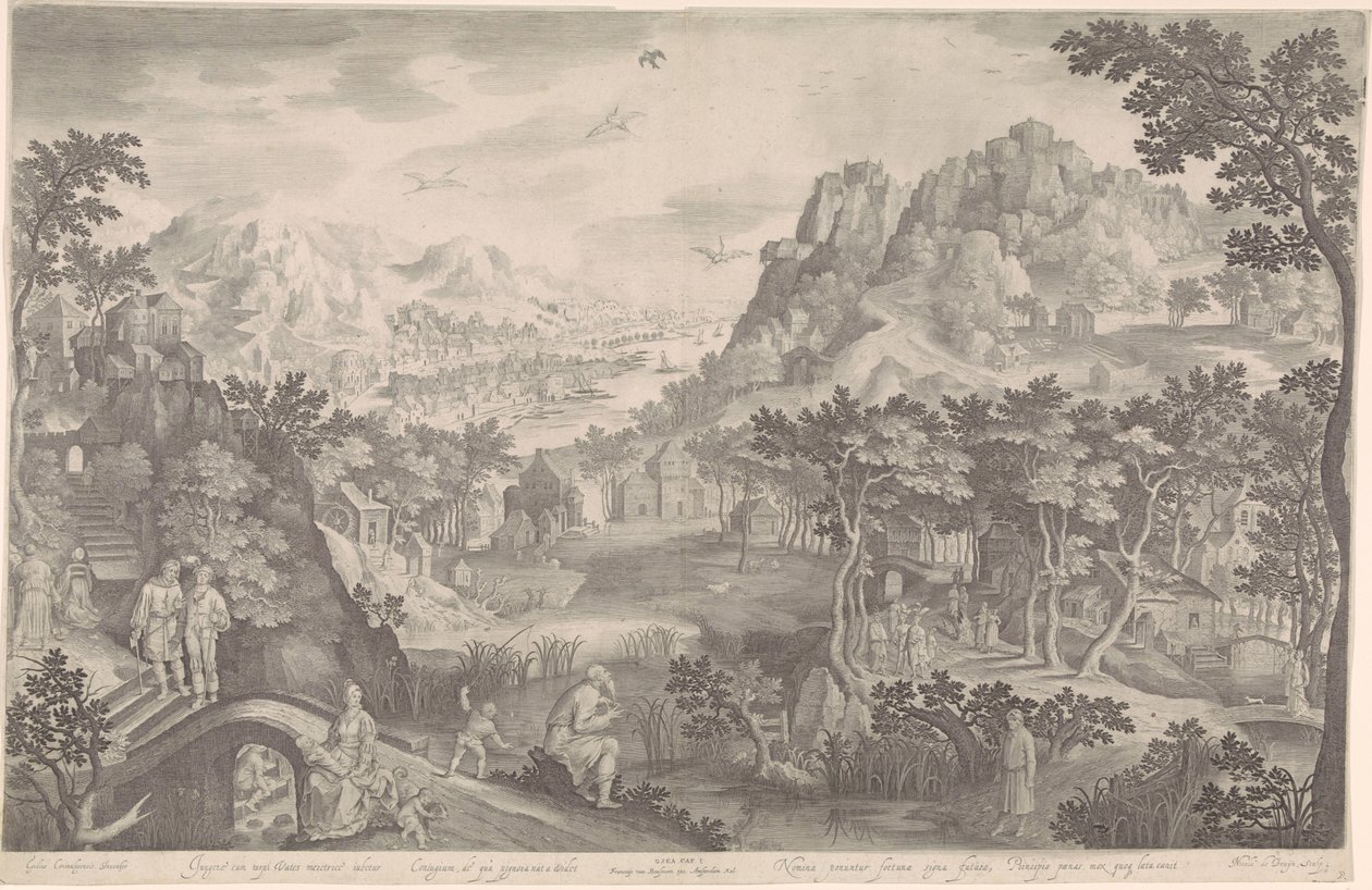 Hosea und die ehebrecherische Frau in einer Landschaft von Nicolaes de Bruyn