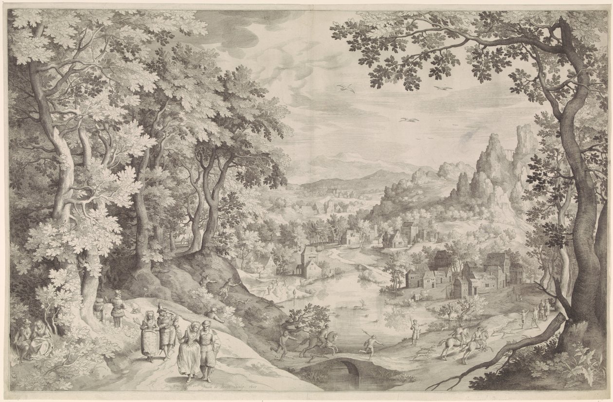 Landschaft mit Hirschjagd von Nicolaes de Bruyn