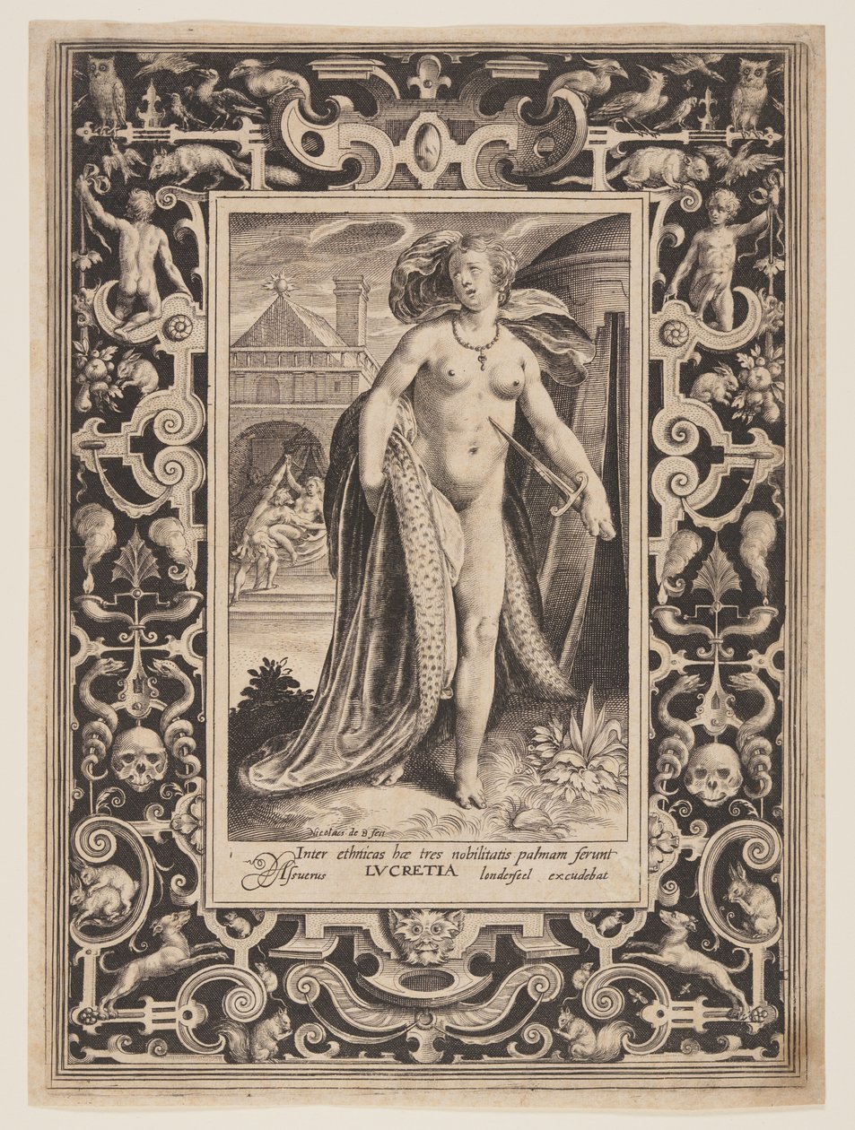 Lucretia, Platte eins aus Die neun Helden von Nicolaes de Bruyn
