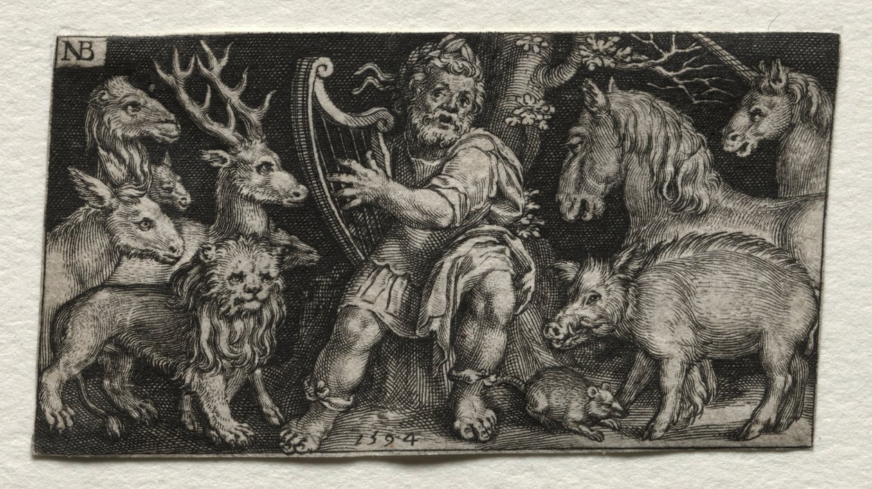 Orpheus bezaubert die Tiere, 1594 von Nicolaes de Bruyn