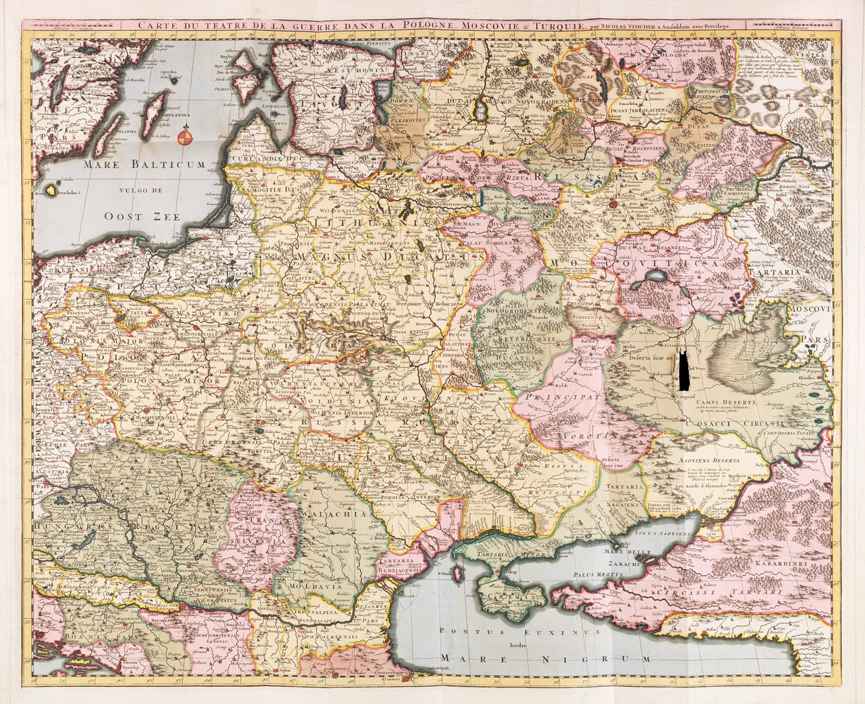 Karte des Kriegsschauplatzes in Polen, Moskau und der Türkei von Nicolas Visscher von Nicolaes the Elder Visscher