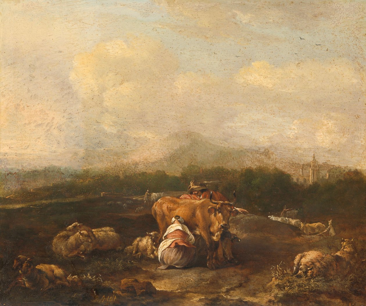 Italienische Landschaft mit Vieh von Nicolaes van Helt Stockade