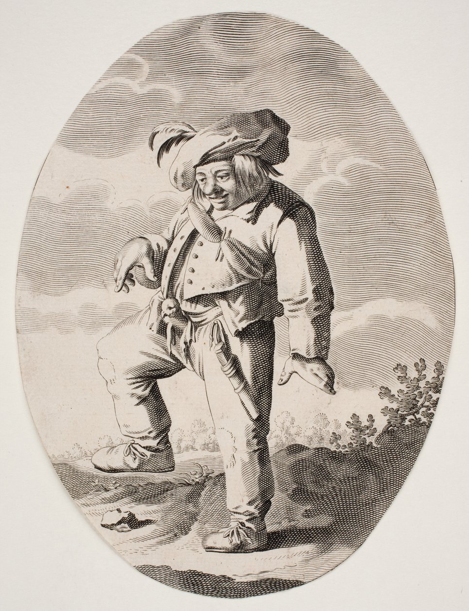 Tanzender Bauer mit einem Vogel in seiner Schürze von Nicolaes van Lijnhoven