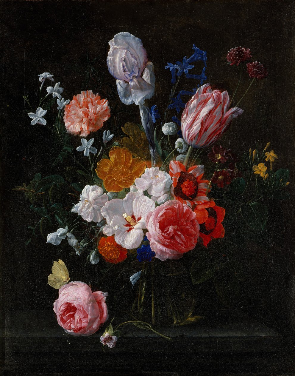 Ein Blumenstrauß in einer Kristallvase, 1662 von Nicolaes van Veerendael