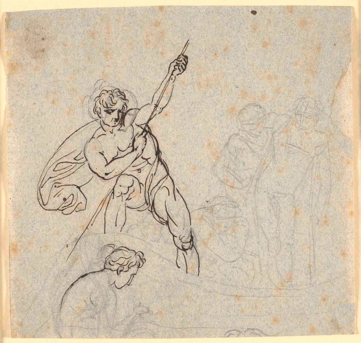 Boot mit einem Mann, der das Segel setzt, und vier anderen Figuren von Nicolai Abildgaard