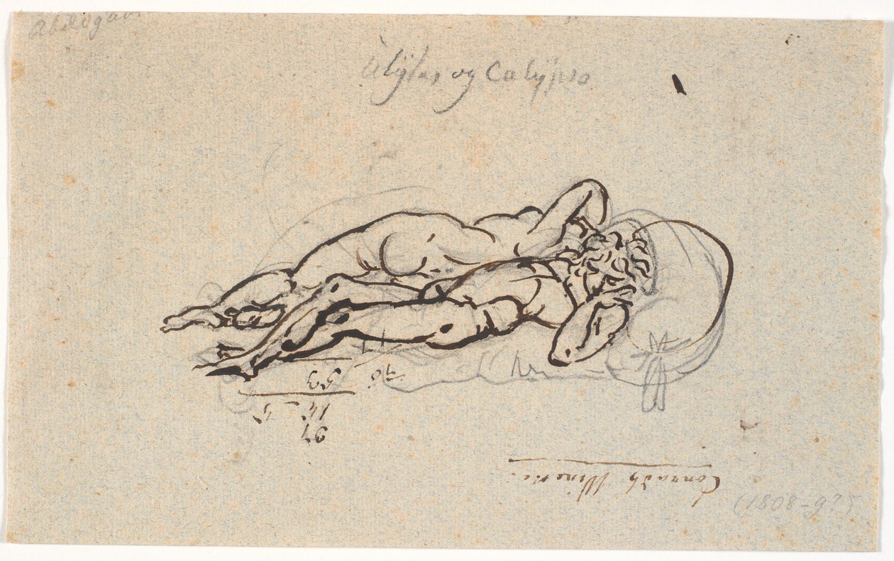 Odysseus und Kalypso, nackt auf einem Lager liegend von Nicolai Abildgaard