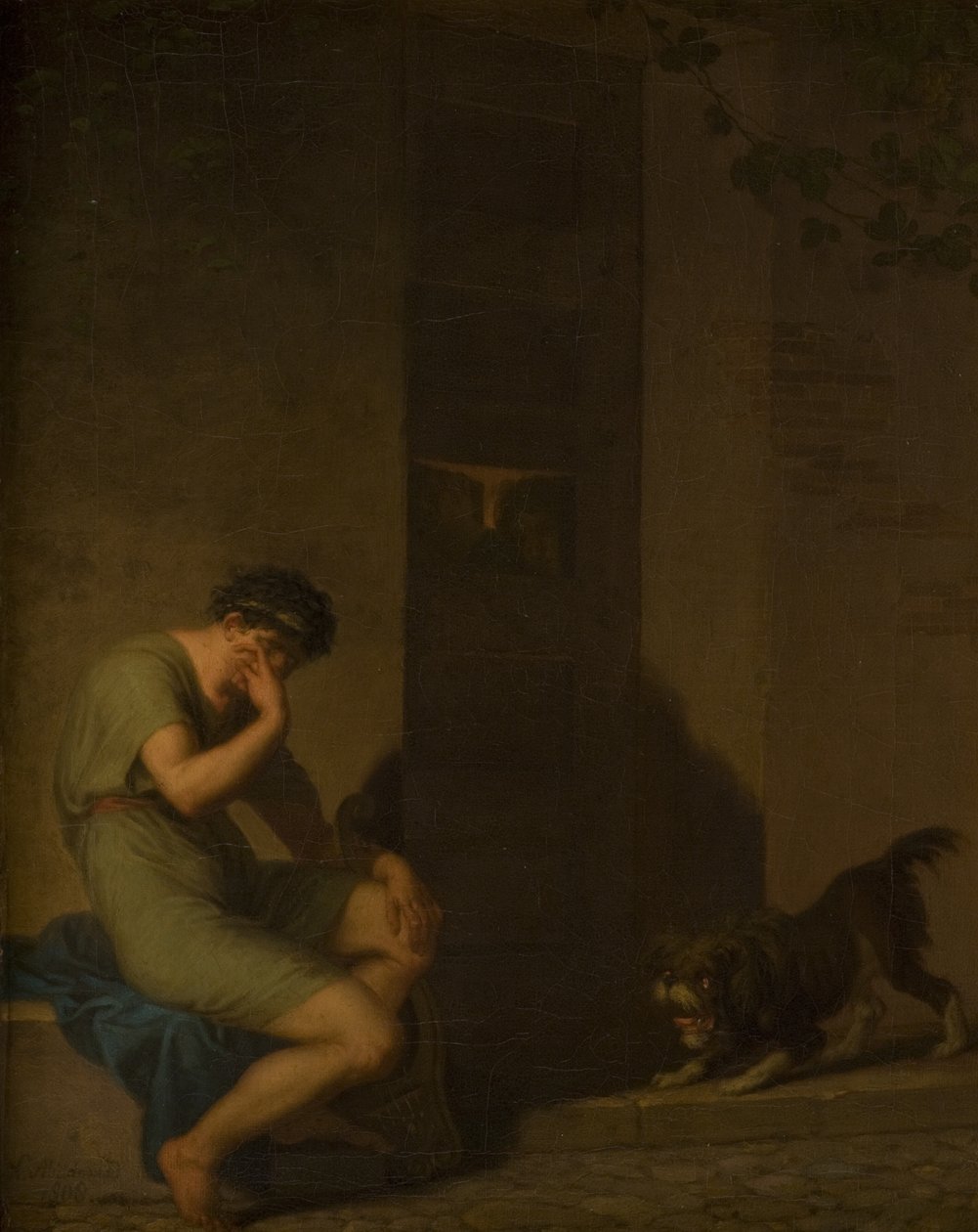 Tibullus klagt vor der Tür seiner Geliebten von Nicolai Abildgaard