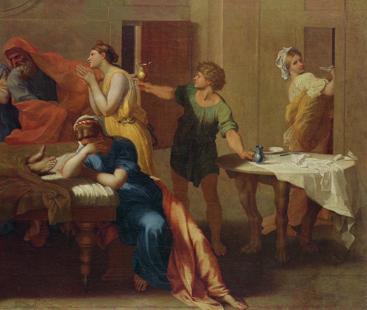 Das Öl überreichen (Detail) von Nicolas Poussin