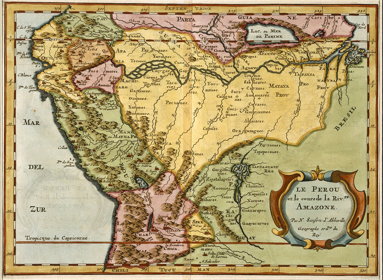 Karte des Amazonasbeckens, 1680 von Nicolas Sanson